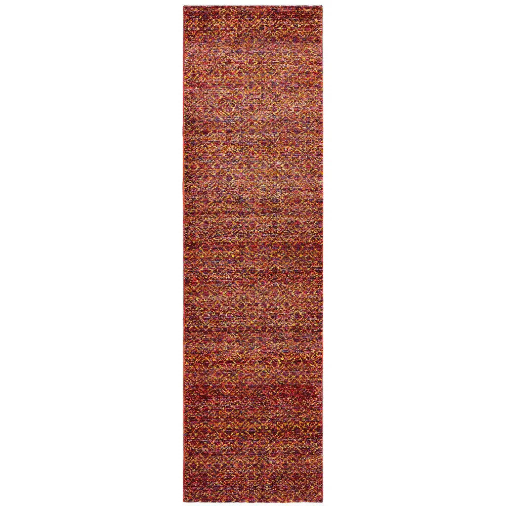 12' Runner Red Gold and Blue Geometric Power Loom Runner Rug - Homeroots - Flyclothing LLC