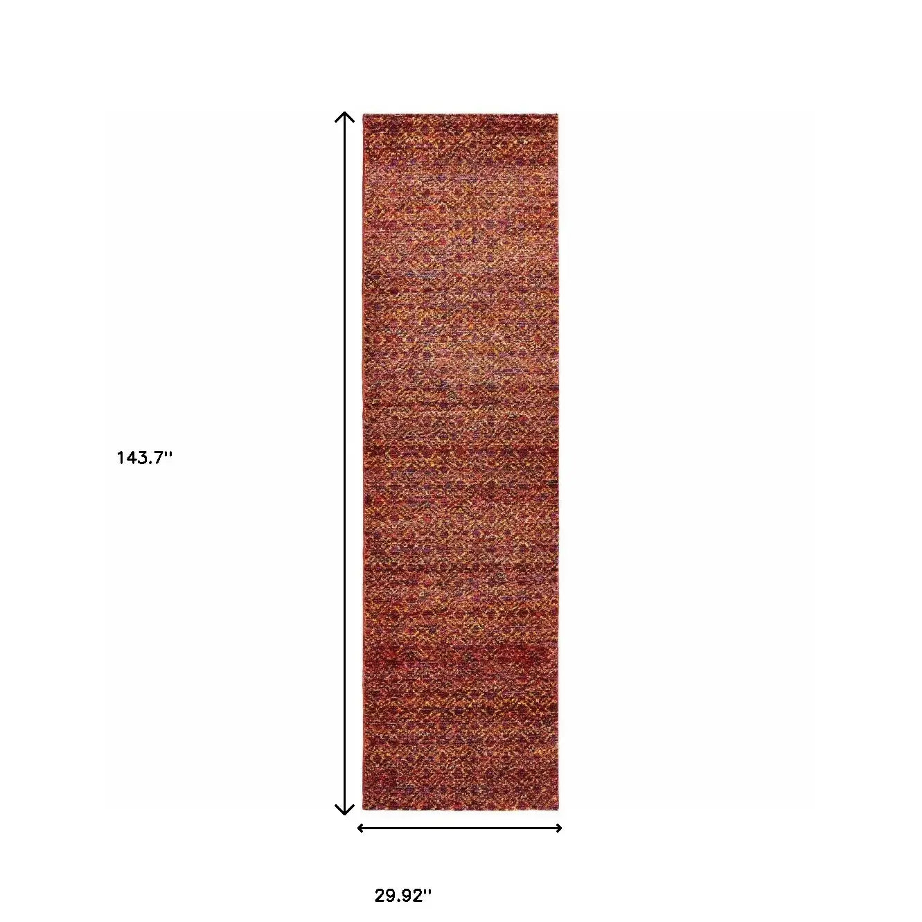 12' Runner Red Gold and Blue Geometric Power Loom Runner Rug - Homeroots - Flyclothing LLC