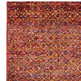 12' Runner Red Gold and Blue Geometric Power Loom Runner Rug