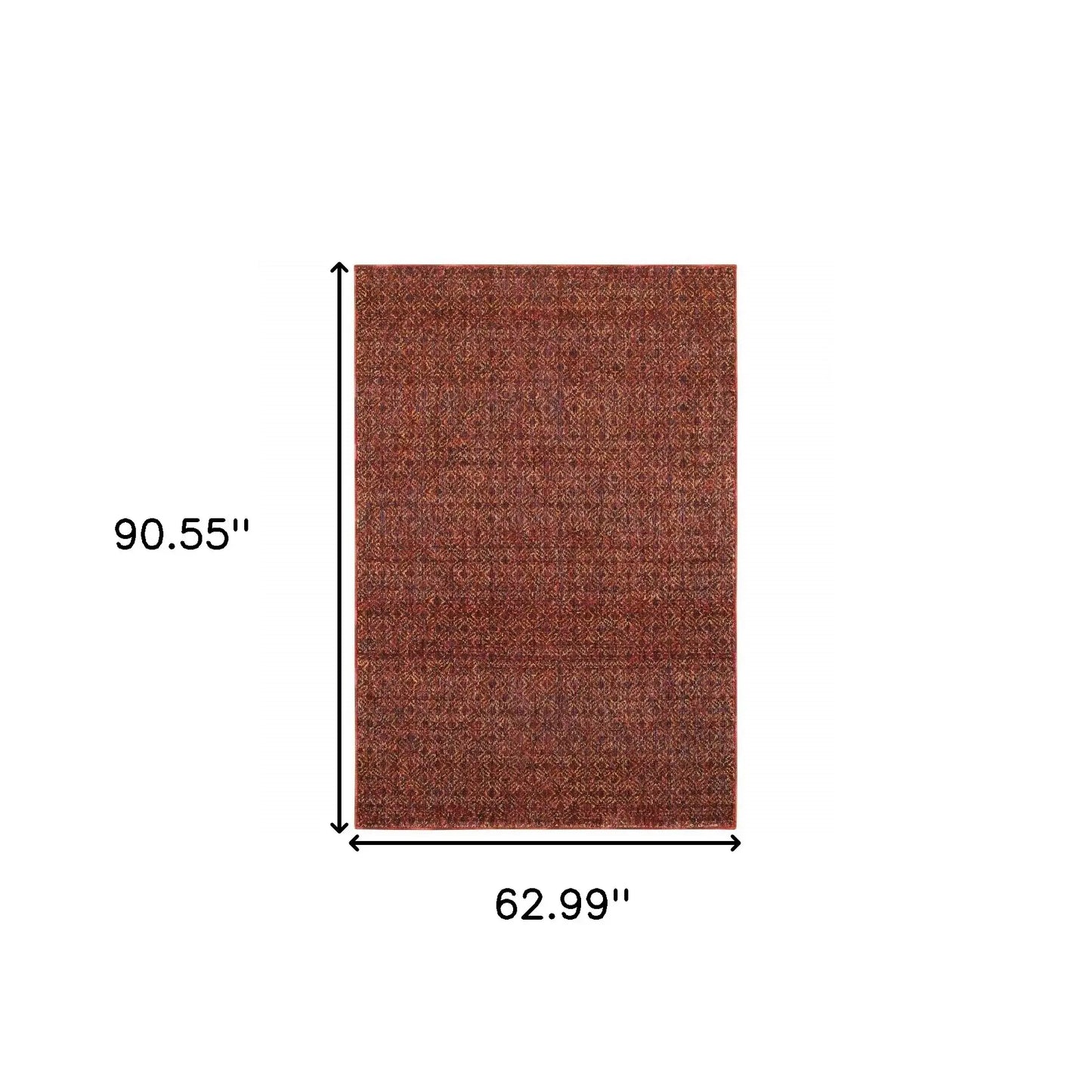 5' X 7' Red and Gold Geometric Power Loom Area Rug - Homeroots - Flyclothing LLC