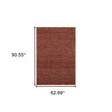 5' X 7' Red and Gold Geometric Power Loom Area Rug