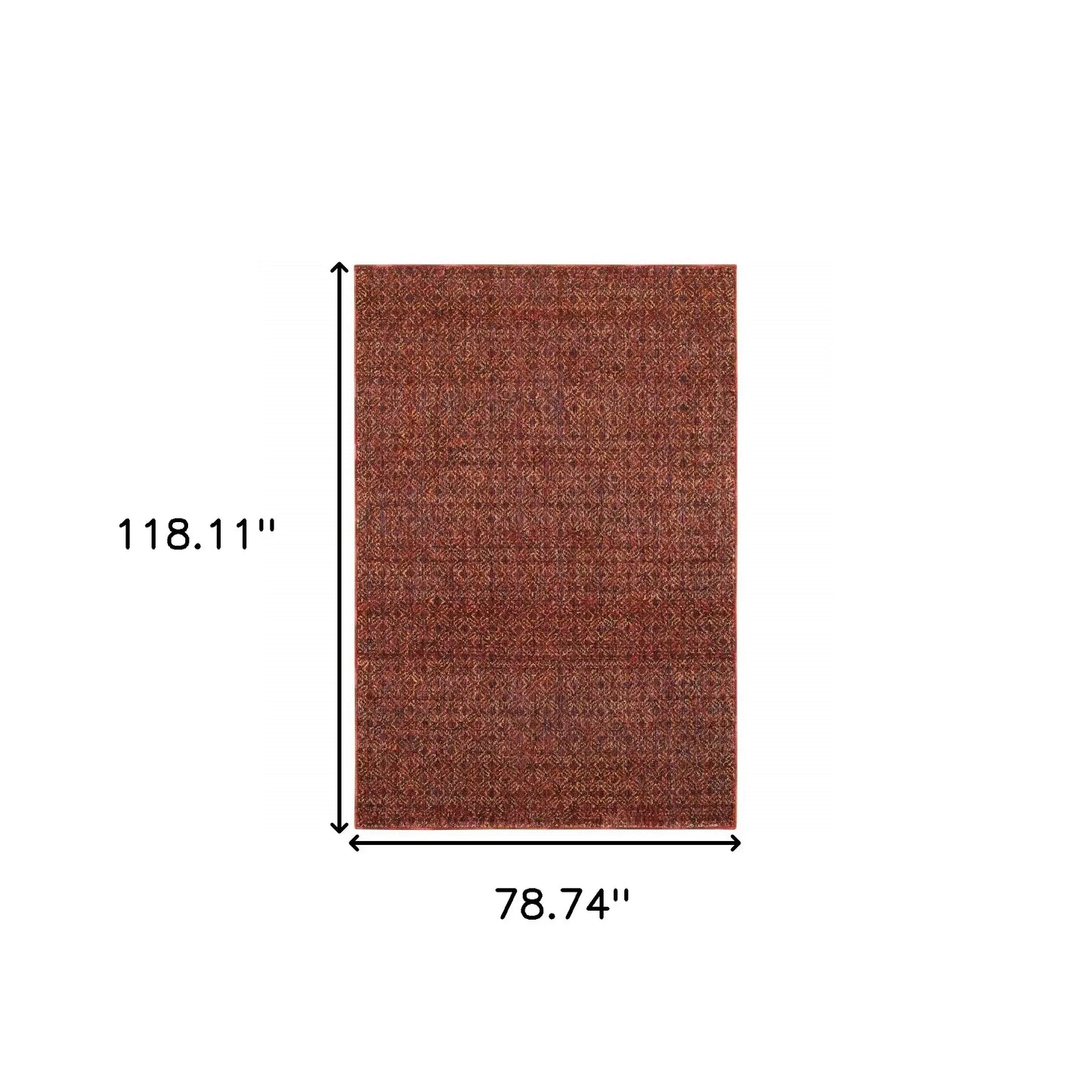 7' X 10' Red and Gold Geometric Power Loom Area Rug - Homeroots - Flyclothing LLC