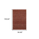 8' X 11' Red and Gold Geometric Power Loom Area Rug - Homeroots