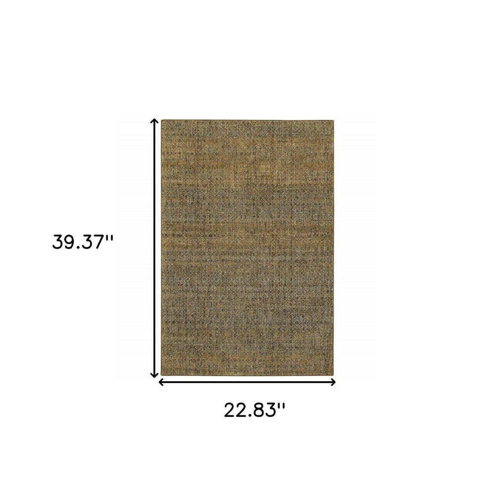 2' X 3' Green Geometric Power Loom Area Rug - Homeroots - Flyclothing LLC