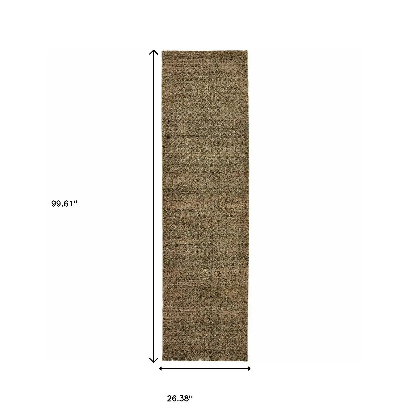 8' Runner Green Geometric Power Loom Runner Rug - Homeroots - Flyclothing LLC
