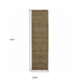 8' Runner Green Geometric Power Loom Runner Rug - Homeroots