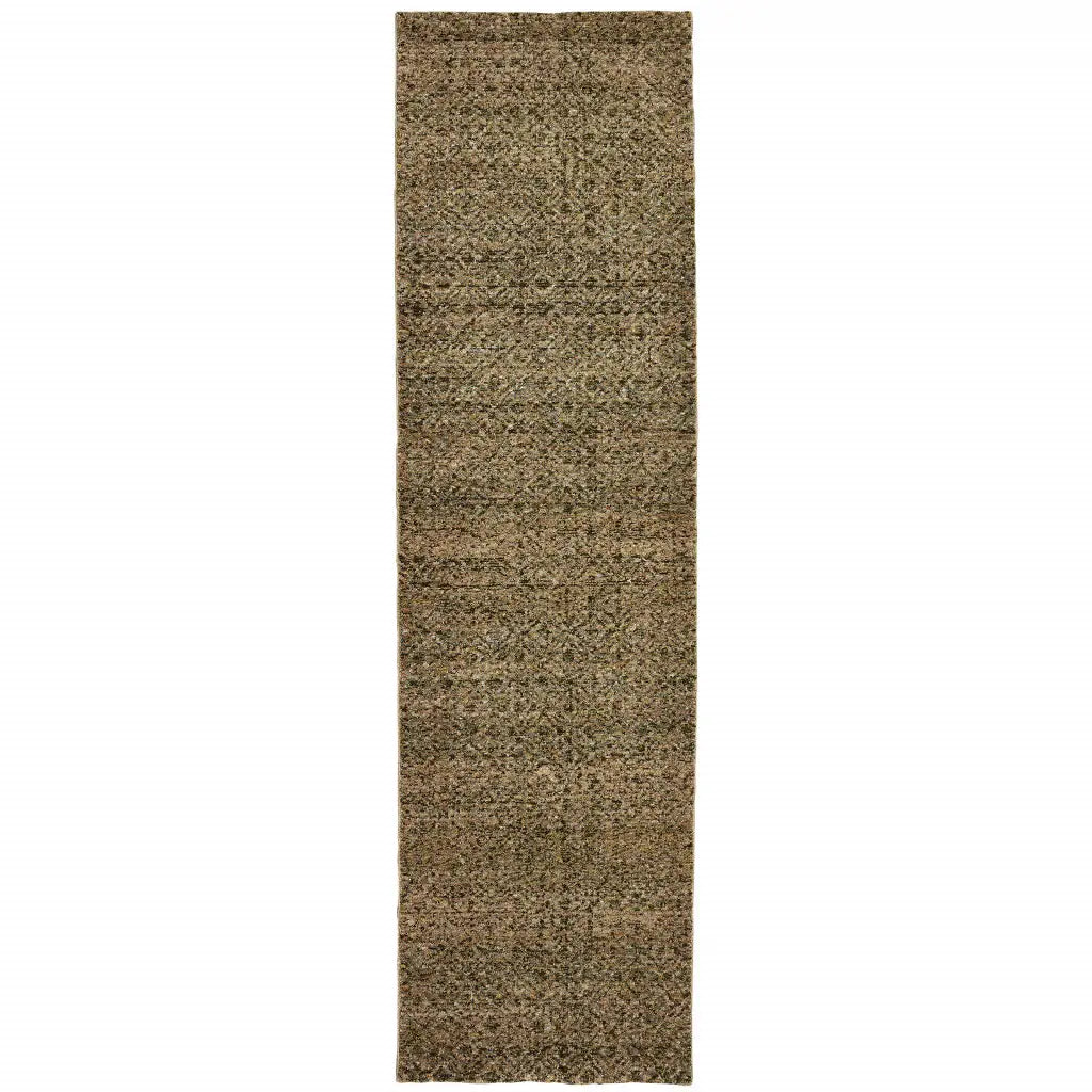 12' Runner Brown Geometric Power Loom Runner Rug - Homeroots - Flyclothing LLC