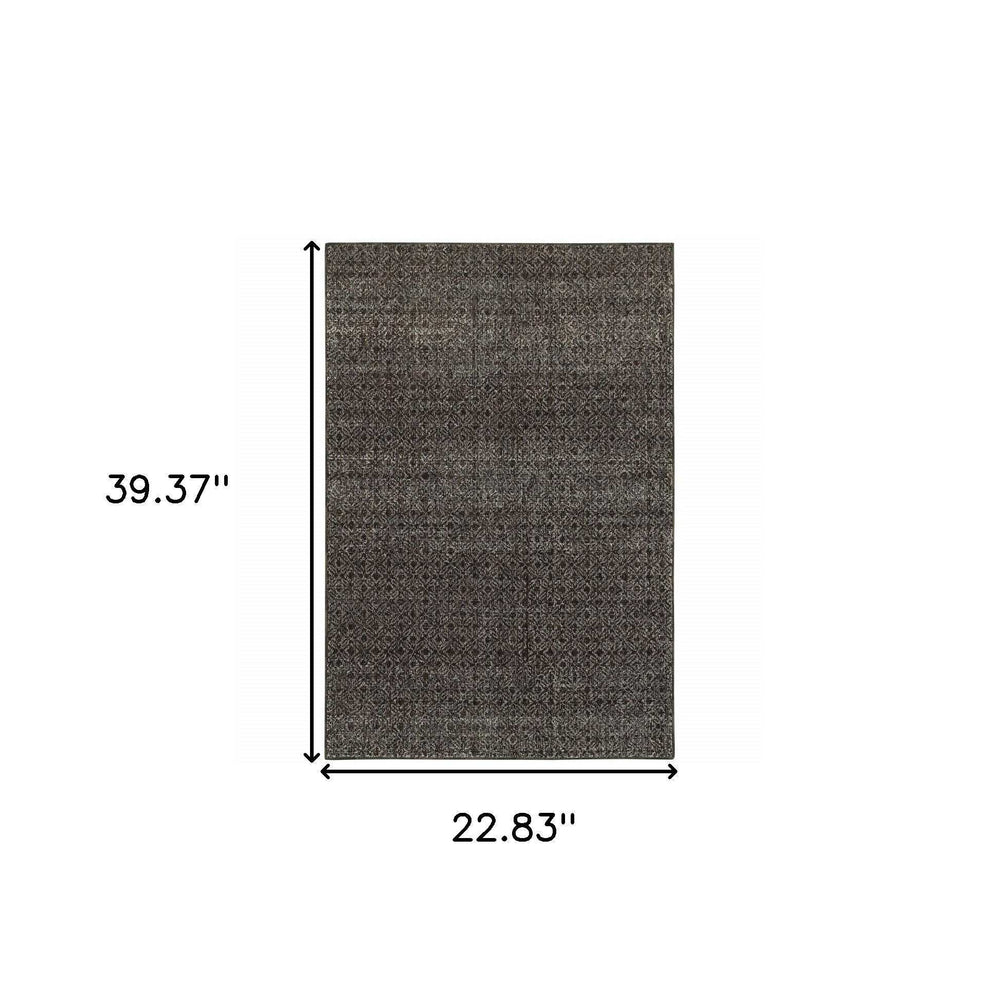 2' X 3' Gray Geometric Power Loom Area Rug - Homeroots - Flyclothing LLC