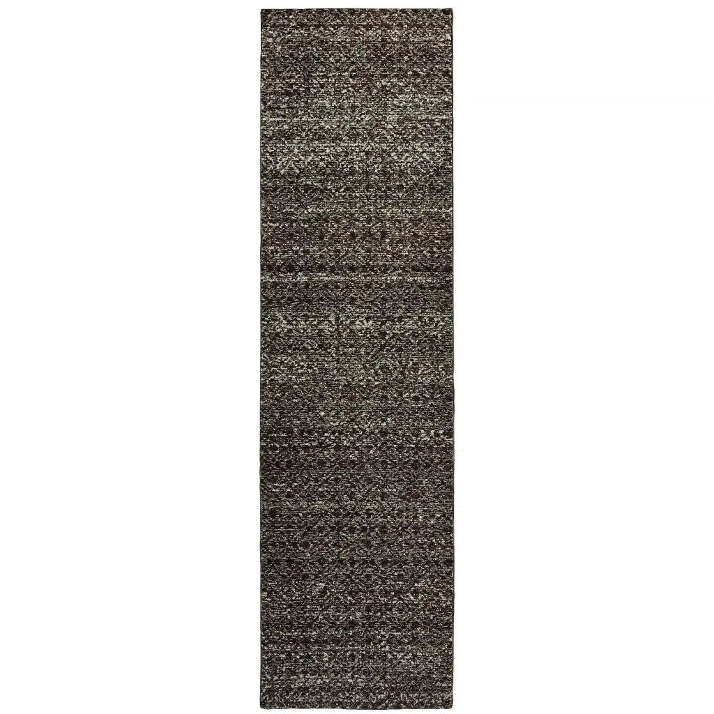 8' Runner Gray Geometric Power Loom Runner Rug - Homeroots - Flyclothing LLC