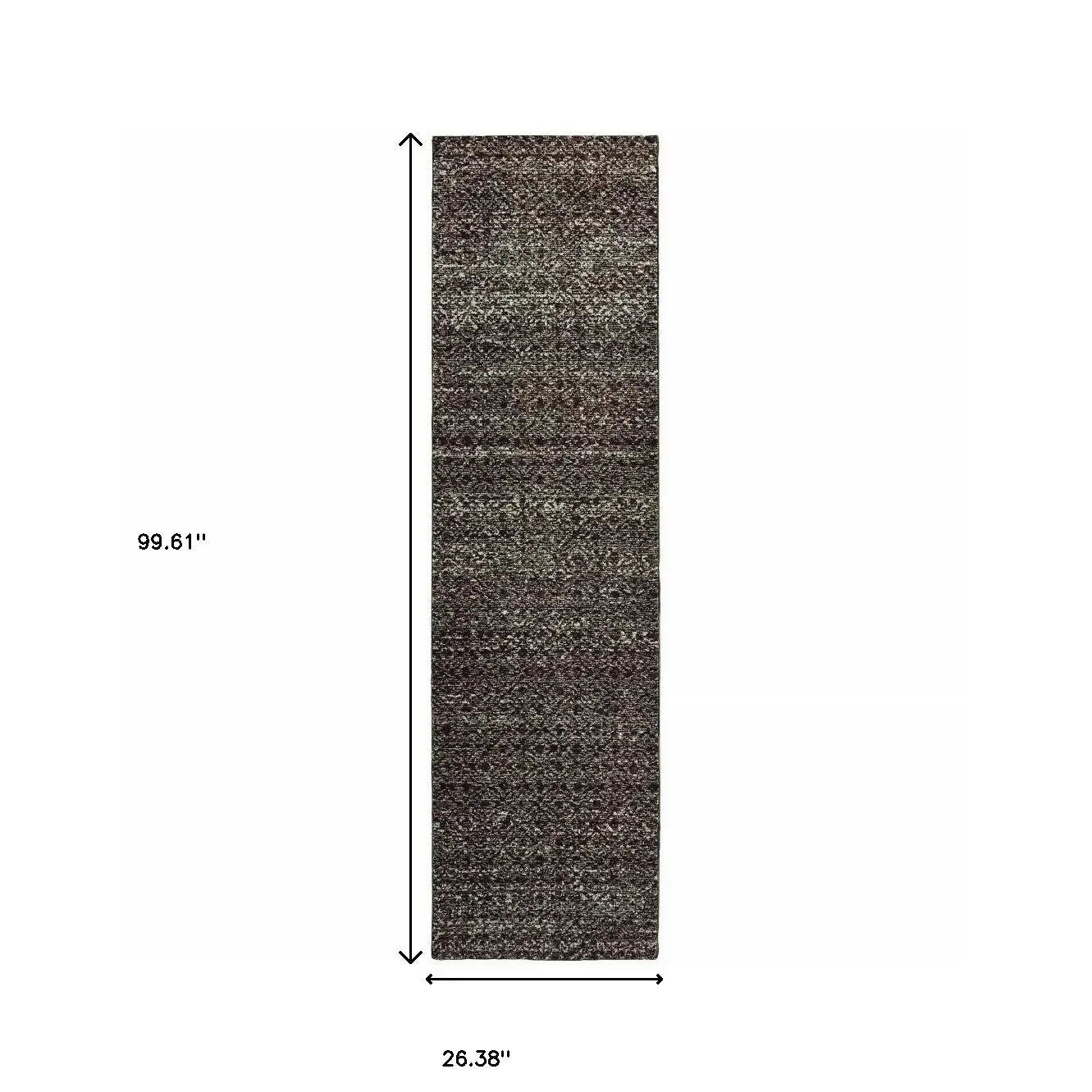 8' Runner Gray Geometric Power Loom Runner Rug - Homeroots - Flyclothing LLC