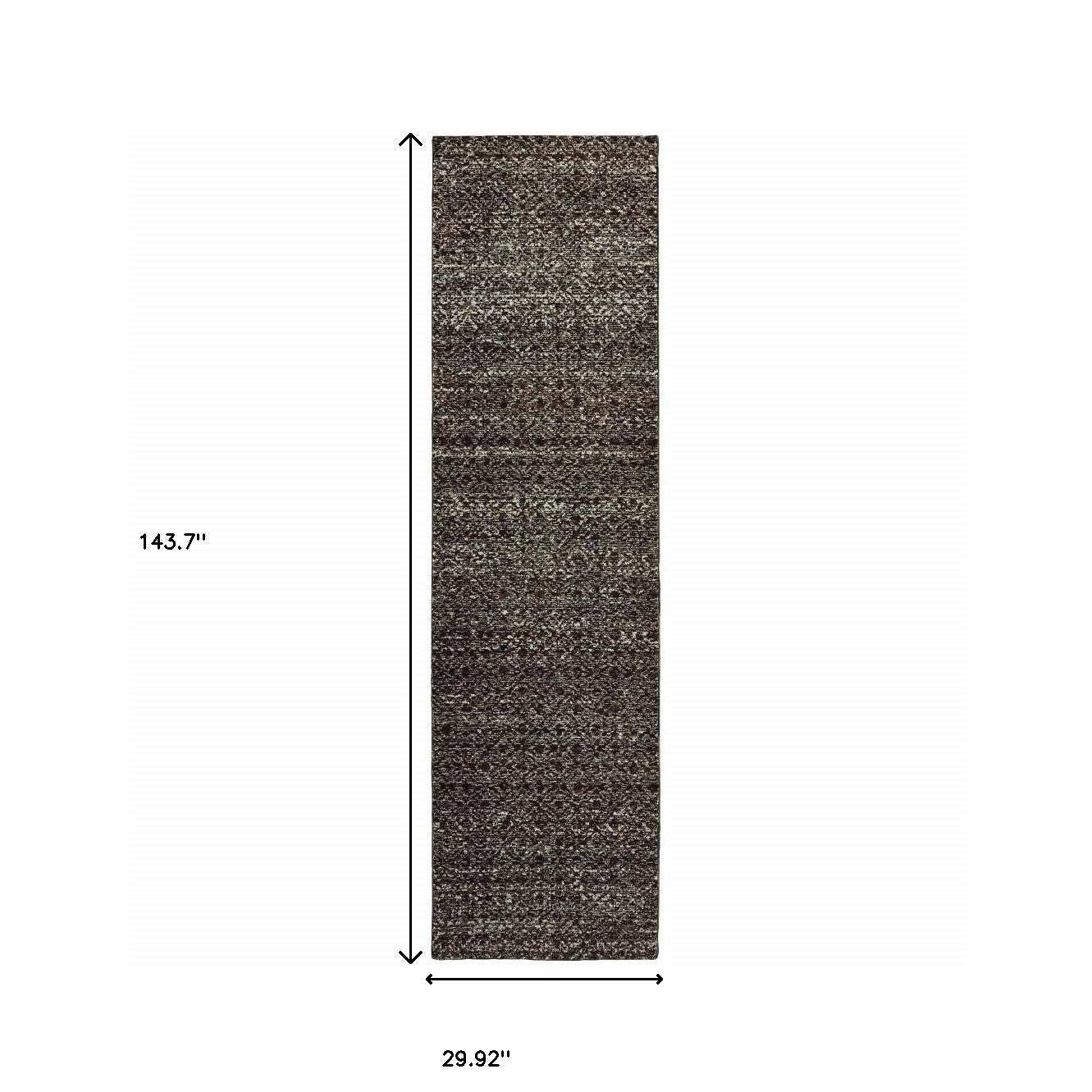 12' Runner Charcoal Grey and Brown Geometric Power Loom Runner Rug - Homeroots - Flyclothing LLC