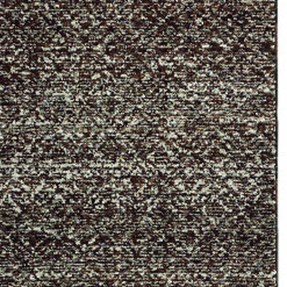 12' Runner Charcoal Grey and Brown Geometric Power Loom Runner Rug - Homeroots - Flyclothing LLC