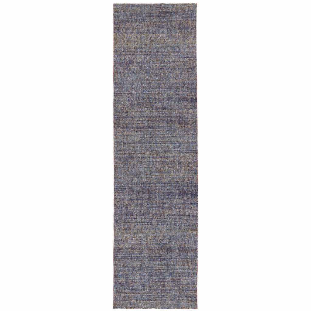 8' Runner Blue and Ivory Power Loom Runner Rug - Homeroots - Flyclothing LLC