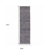 8' Runner Blue and Ivory Power Loom Runner Rug - Homeroots - Flyclothing LLC