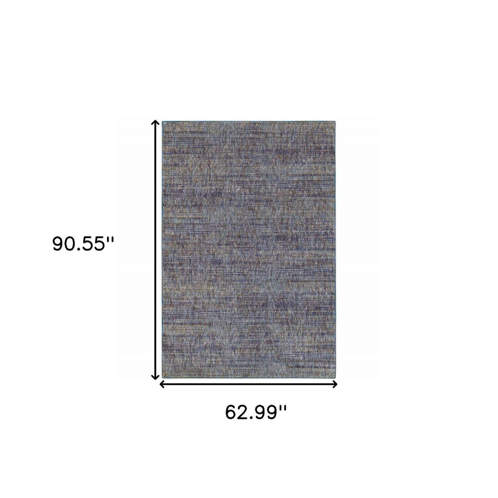 5' X 7' Blue and Ivory Power Loom Area Rug - Homeroots - Flyclothing LLC