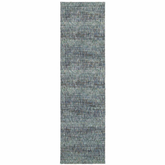 8' Runner Blue and Gray Power Loom Runner Rug - Homeroots - Flyclothing LLC