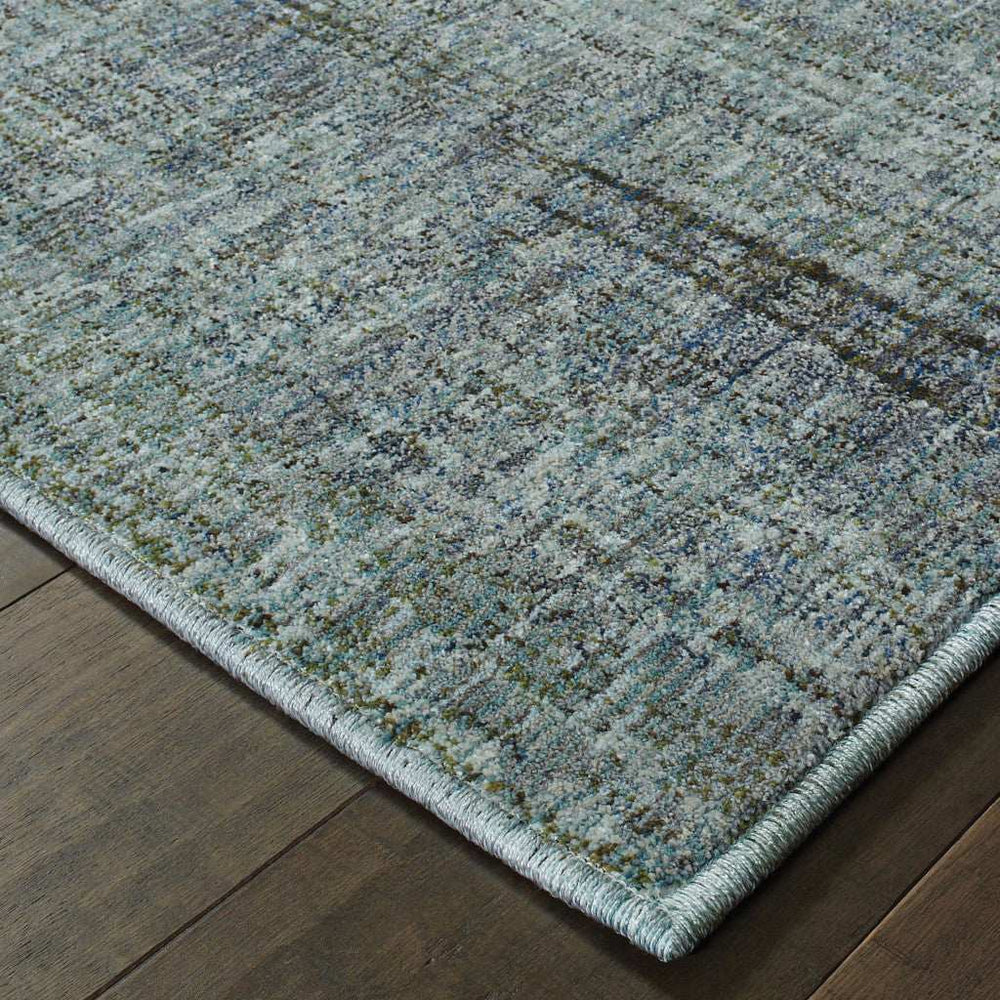 8' Runner Blue and Gray Power Loom Runner Rug - Homeroots - Flyclothing LLC