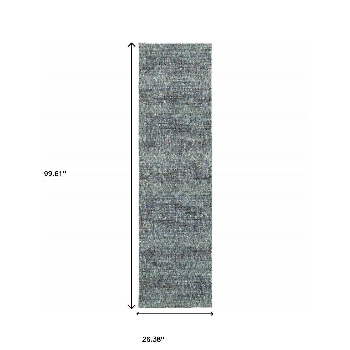 8' Runner Blue and Gray Power Loom Runner Rug - Homeroots - Flyclothing LLC