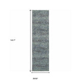 12' Runner Blue Grey Silver and Green Power Loom Runner Rug - Homeroots - Flyclothing LLC
