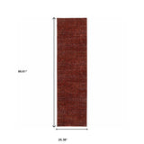 8' Runner Red and Gray Power Loom Runner Rug - Homeroots
