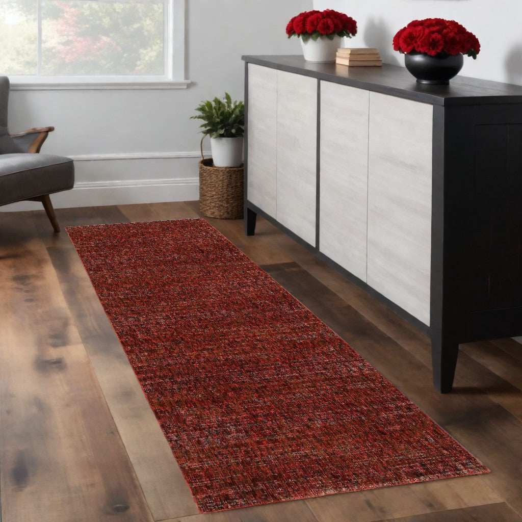 8' Runner Red and Gray Power Loom Runner Rug - Homeroots - Flyclothing LLC