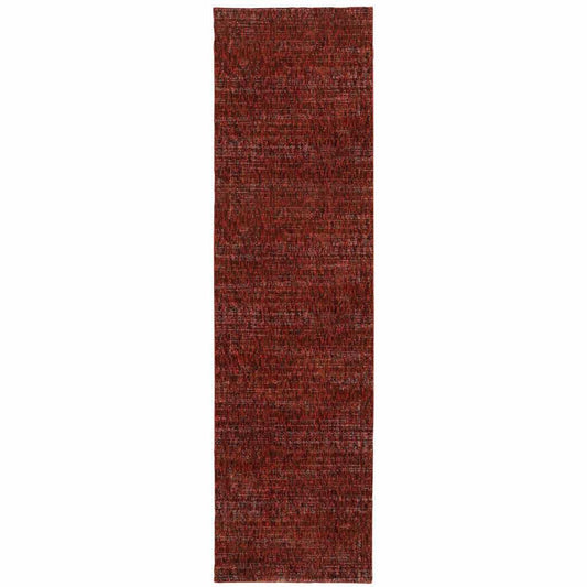 12' Runner Red Grey Deep and Charcoal Power Loom Runner Rug - Homeroots - Flyclothing LLC