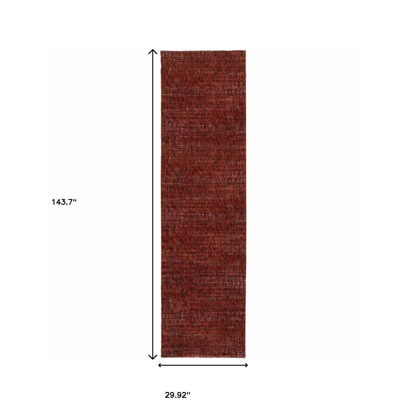 12' Runner Red Grey Deep and Charcoal Power Loom Runner Rug - Homeroots - Flyclothing LLC