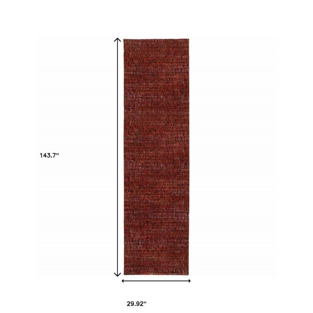 12' Runner Red Grey Deep and Charcoal Power Loom Runner Rug - Homeroots - Flyclothing LLC