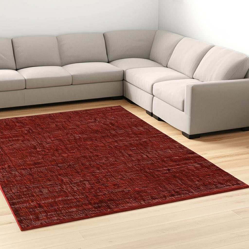 9' X 12' Red and Gray Power Loom Area Rug - Homeroots - Flyclothing LLC