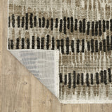 2' X 8' Beige Ivory Charcoal Brown Tan And Grey Abstract Power Loom Stain Resistant Runner Rug With Fringe - Homeroots