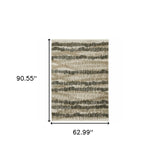 5' X 8' Beige Ivory Charcoal Brown Tan And Grey Abstract Power Loom Stain Resistant Area Rug With Fringe - Homeroots - Flyclothing LLC