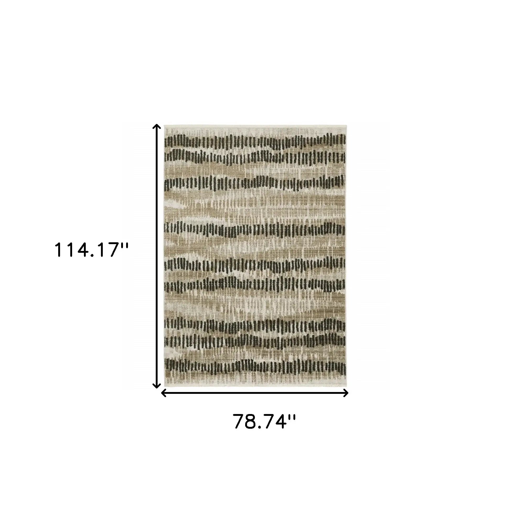 6' X 9' Beige Ivory Charcoal Brown Tan And Grey Abstract Power Loom Stain Resistant Area Rug With Fringe - Homeroots - Flyclothing LLC