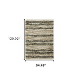 8' X 11' Beige Ivory Charcoal Brown Tan And Grey Abstract Power Loom Stain Resistant Area Rug With Fringe - Homeroots - Flyclothing LLC