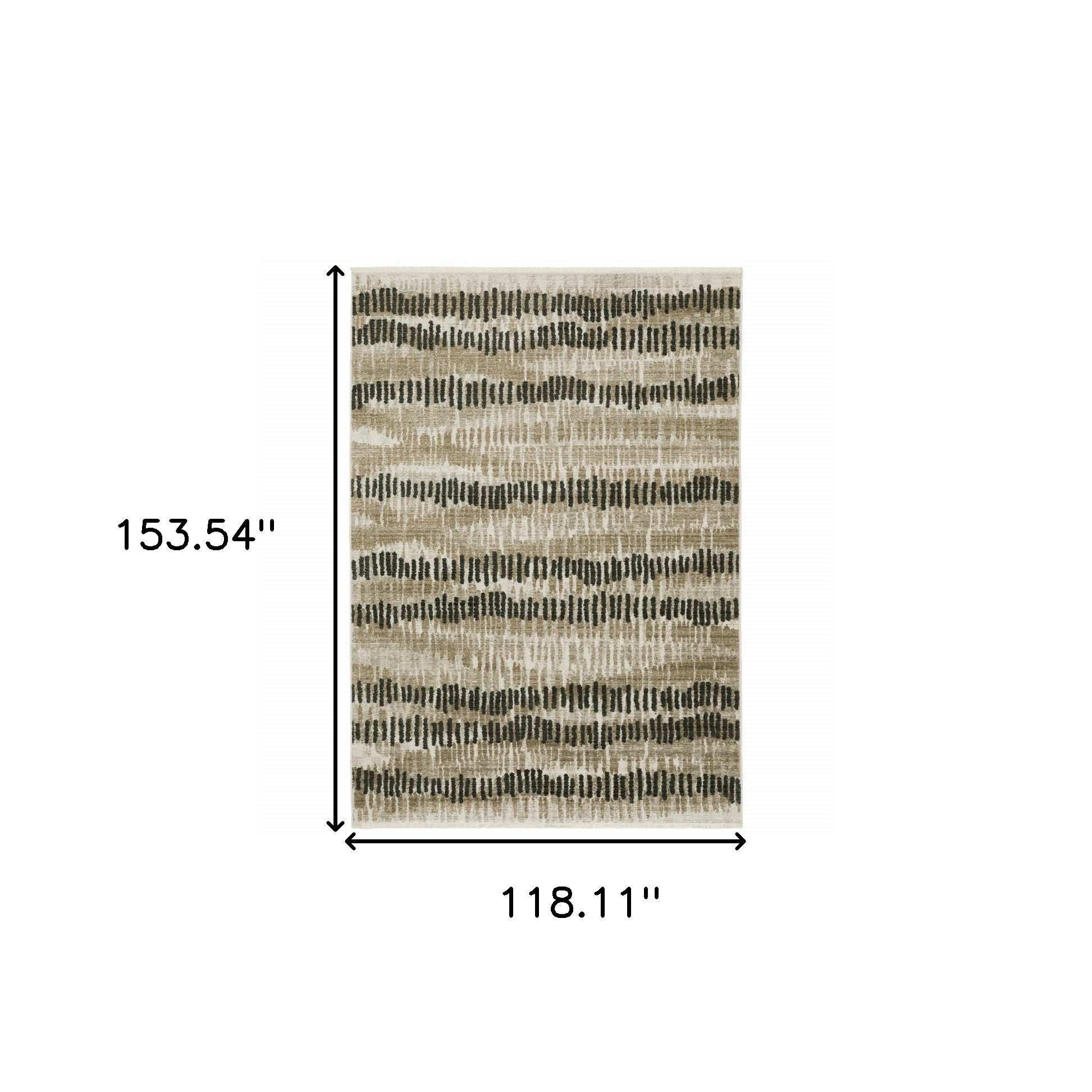 10' X 13' Beige Ivory Charcoal Brown Tan And Grey Abstract Power Loom Stain Resistant Area Rug With Fringe - Homeroots - Flyclothing LLC