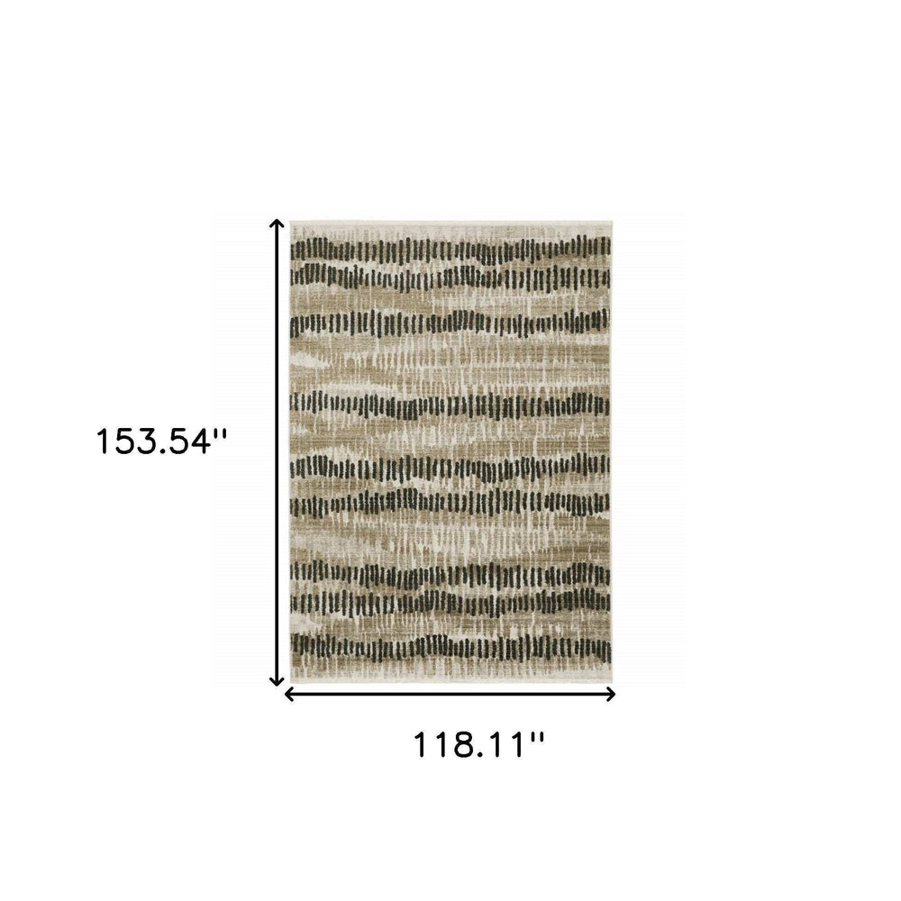 10' X 13' Beige Ivory Charcoal Brown Tan And Grey Abstract Power Loom Stain Resistant Area Rug With Fringe - Homeroots - Flyclothing LLC