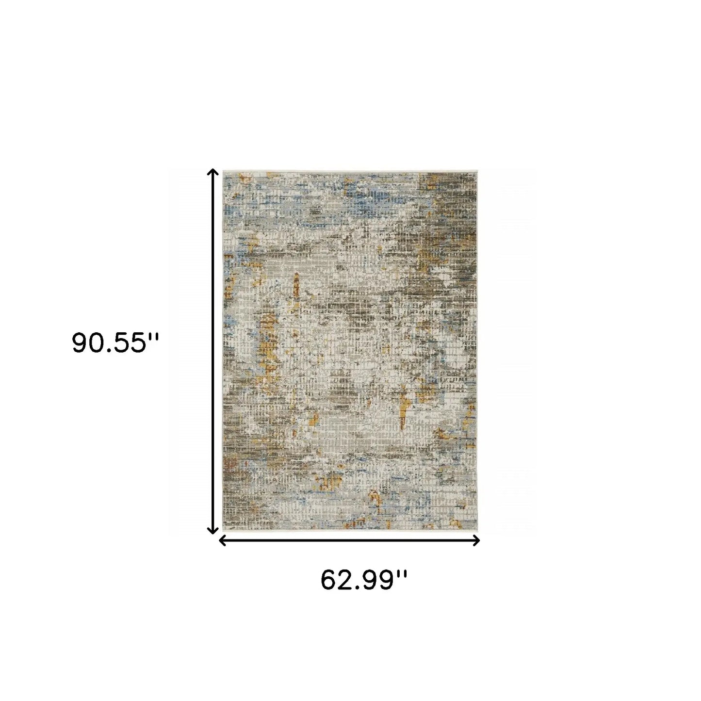 5' X 8' Beige Grey Brown Gold Red And Blue Abstract Power Loom Stain Resistant Area Rug With Fringe - Homeroots - Flyclothing LLC