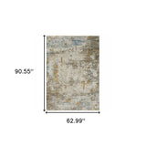 5' X 8' Beige Grey Brown Gold Red And Blue Abstract Power Loom Stain Resistant Area Rug With Fringe - Homeroots - Flyclothing LLC