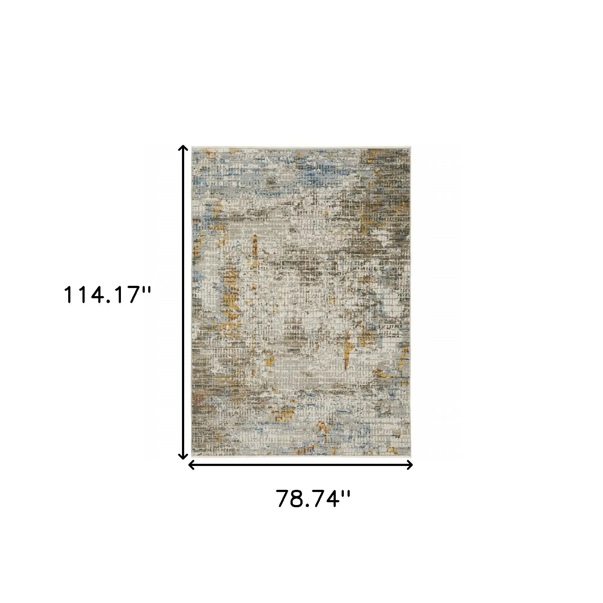 6' X 9' Beige Grey Brown Gold Red And Blue Abstract Power Loom Stain Resistant Area Rug With Fringe - Homeroots - Flyclothing LLC