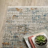 8' X 11' Beige Grey Brown Gold Red And Blue Abstract Power Loom Stain Resistant Area Rug With Fringe - Homeroots - Flyclothing LLC