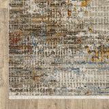 10' X 13' Beige Grey Brown Gold Red And Blue Abstract Power Loom Stain Resistant Area Rug With Fringe - Homeroots - Flyclothing LLC