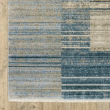 8' X 11' Blue Dark Blue Teal Grey Ivory Beige And Tan Geometric Power Loom Stain Resistant Area Rug With Fringe - Homeroots - Flyclothing LLC