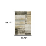 6' X 9' Beige Charcoal Brown Grey Tan Gold And Blue Geometric Power Loom Stain Resistant Area Rug With Fringe - Homeroots - Flyclothing LLC