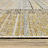 10' X 13' Beige Charcoal Brown Grey Tan Gold And Blue Geometric Power Loom Stain Resistant Area Rug With Fringe - Homeroots - Flyclothing LLC