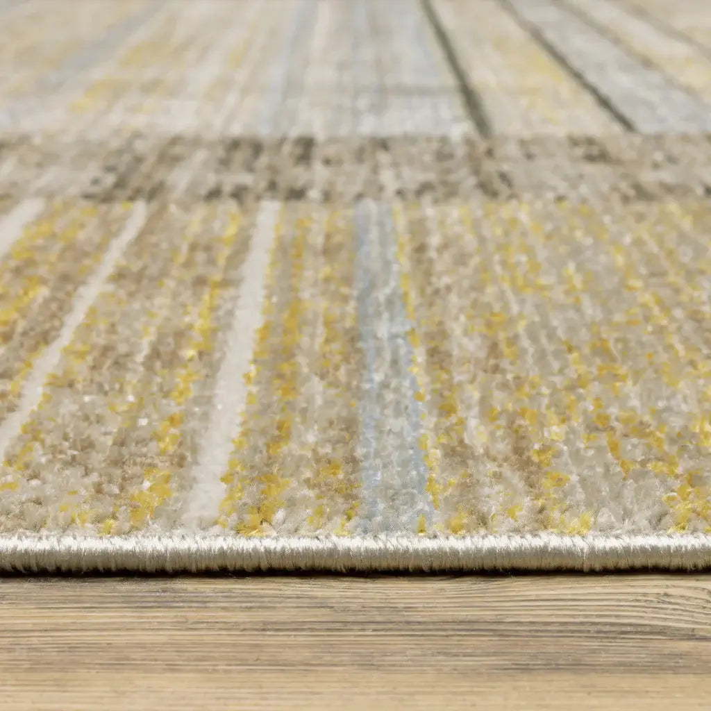 10' X 13' Beige Charcoal Brown Grey Tan Gold And Blue Geometric Power Loom Stain Resistant Area Rug With Fringe - Homeroots - Flyclothing LLC