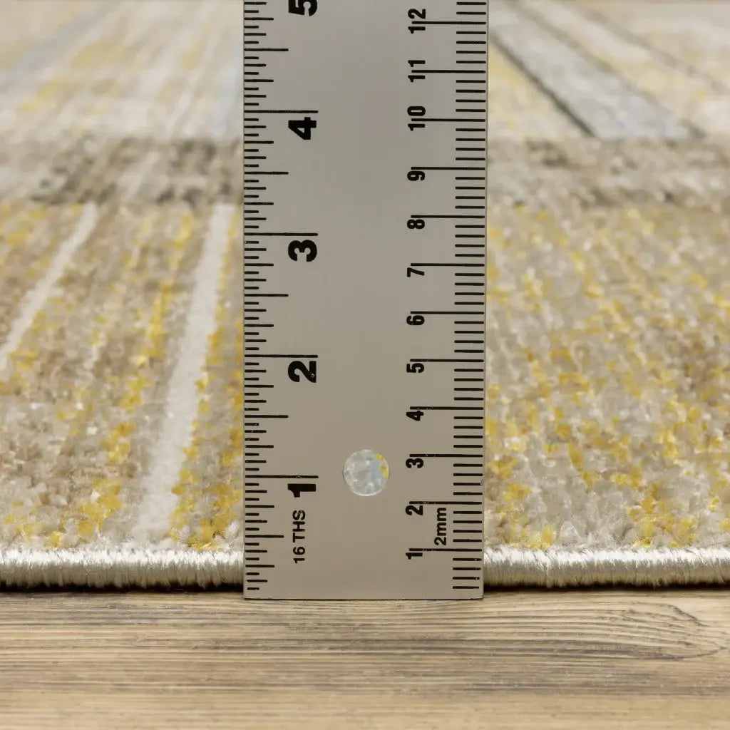 10' X 13' Beige Charcoal Brown Grey Tan Gold And Blue Geometric Power Loom Stain Resistant Area Rug With Fringe - Homeroots - Flyclothing LLC
