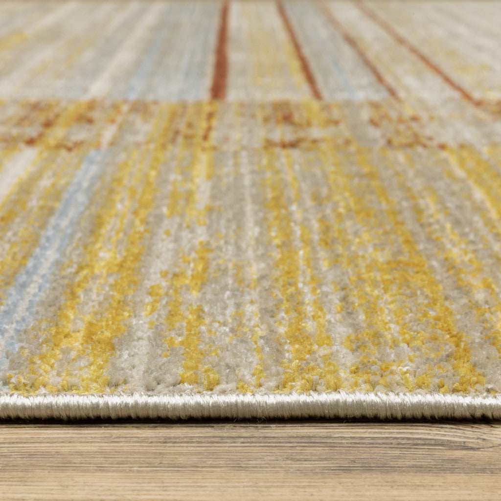 4' X 6' Rust Gold Blue Grey Ivory And Tan Geometric Power Loom Stain Resistant Area Rug With Fringe - Homeroots - Flyclothing LLC