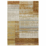 10' X 13' Rust Gold Blue Grey Ivory And Tan Geometric Power Loom Stain Resistant Area Rug With Fringe - Homeroots - Flyclothing LLC