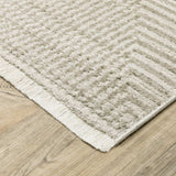 4' X 6' Ivory Beige Taupe And Tan Geometric Power Loom Stain Resistant Area Rug With Fringe - Homeroots - Flyclothing LLC
