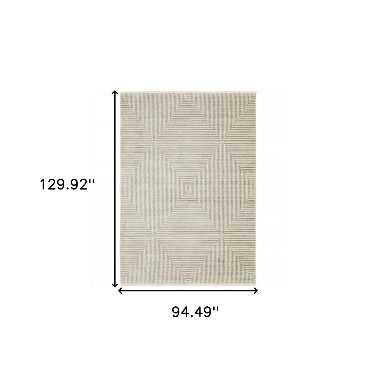 8' X 11' Beige and Ivory Geometric Power Loom Area Rug - Homeroots - Flyclothing LLC