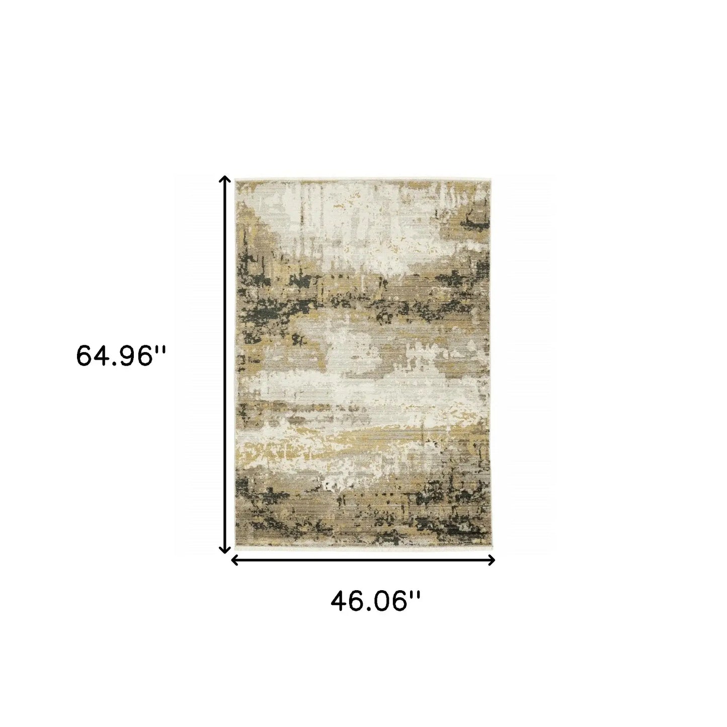 4' X 6' Grey Gold Black Charcoal And Beige Abstract Power Loom Stain Resistant Area Rug With Fringe - Homeroots - Flyclothing LLC